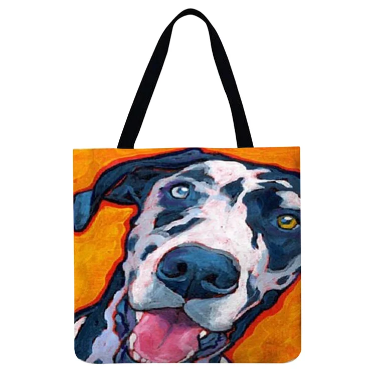 Greyhound Black Dog - Linen Tote Bag
