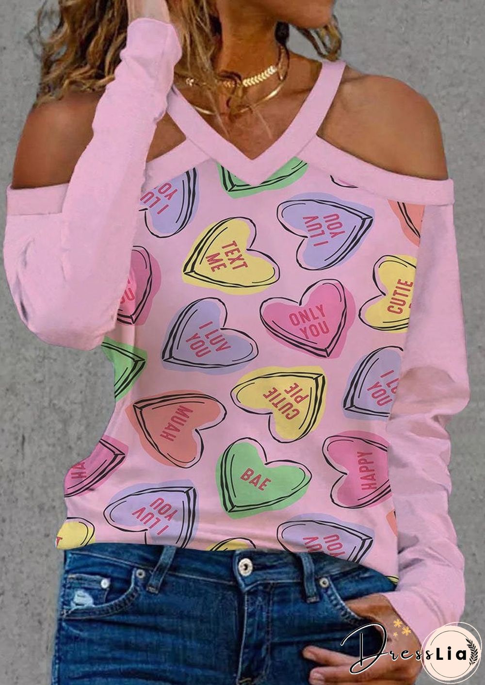 Sexy Halter Heart Printed Shirt