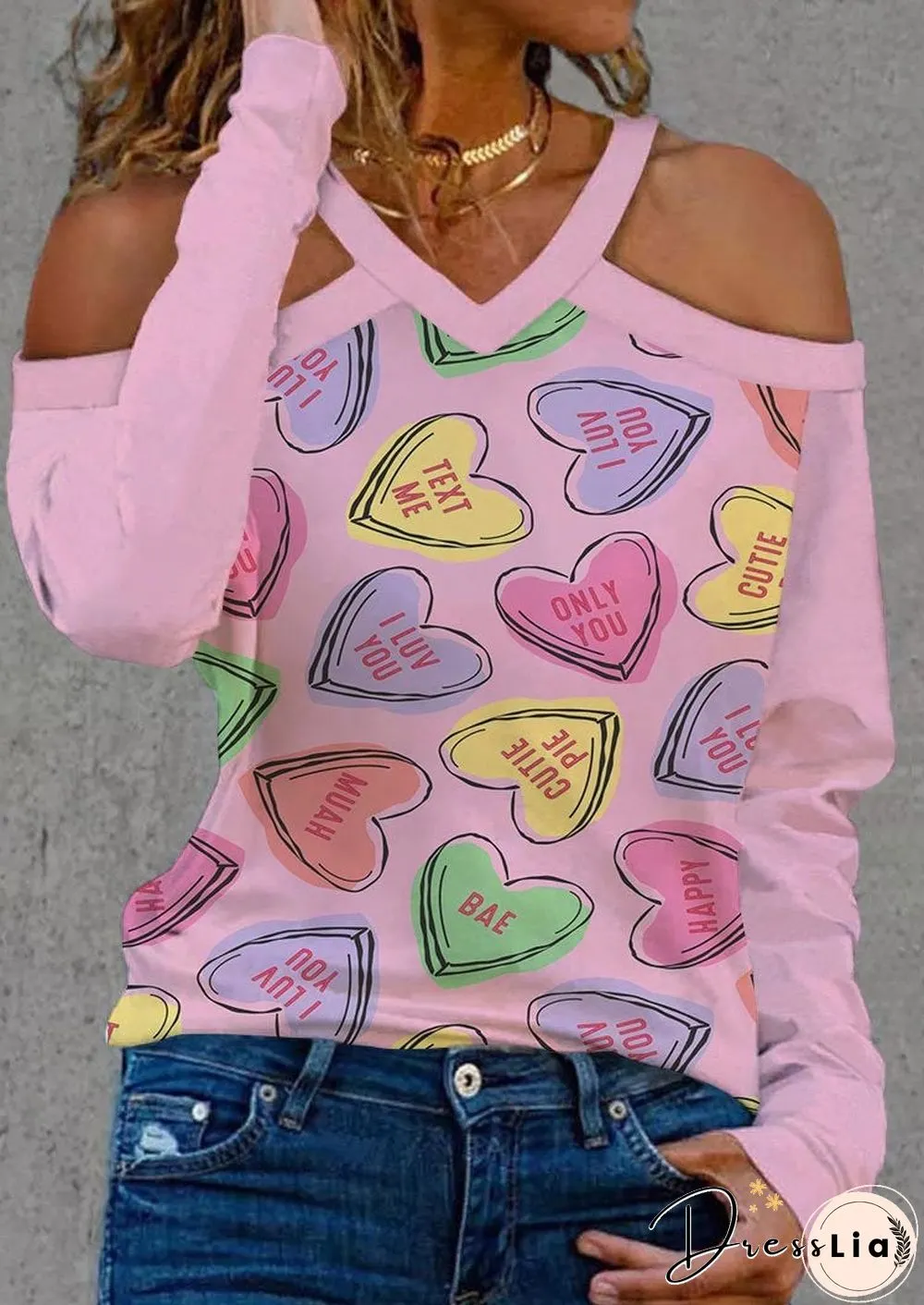 Sexy Halter Heart Printed Shirt