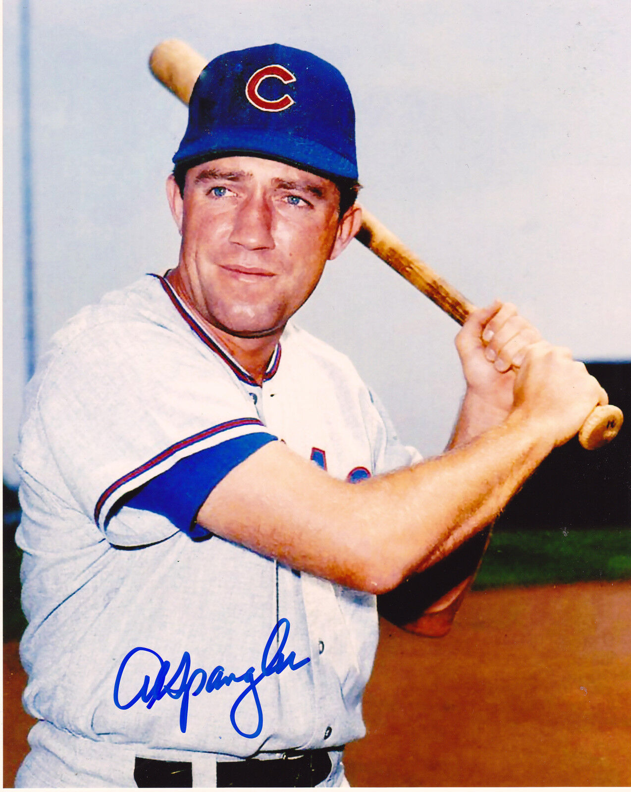 AL SPANGLER CHICAGO CUBS ACTION SIGNED 8x10