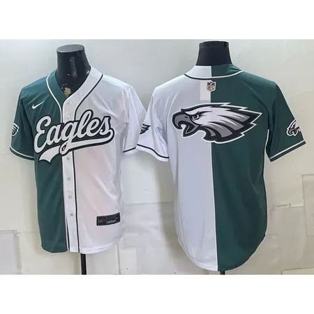 Men's Philadelphia Eagles Green Split Cool Base Stitched Baseball Jersey 4NN4