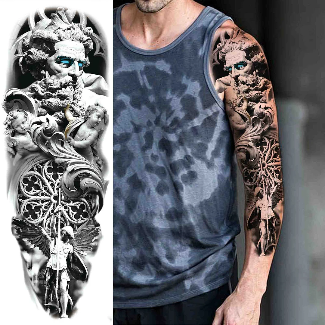 Sexy Wolf Full Flower Arm Temporary Tattoo Stickers For Men Body Art Sleeve Tattoo Decals Girl Women Waterproof Tatoo Fox Legs