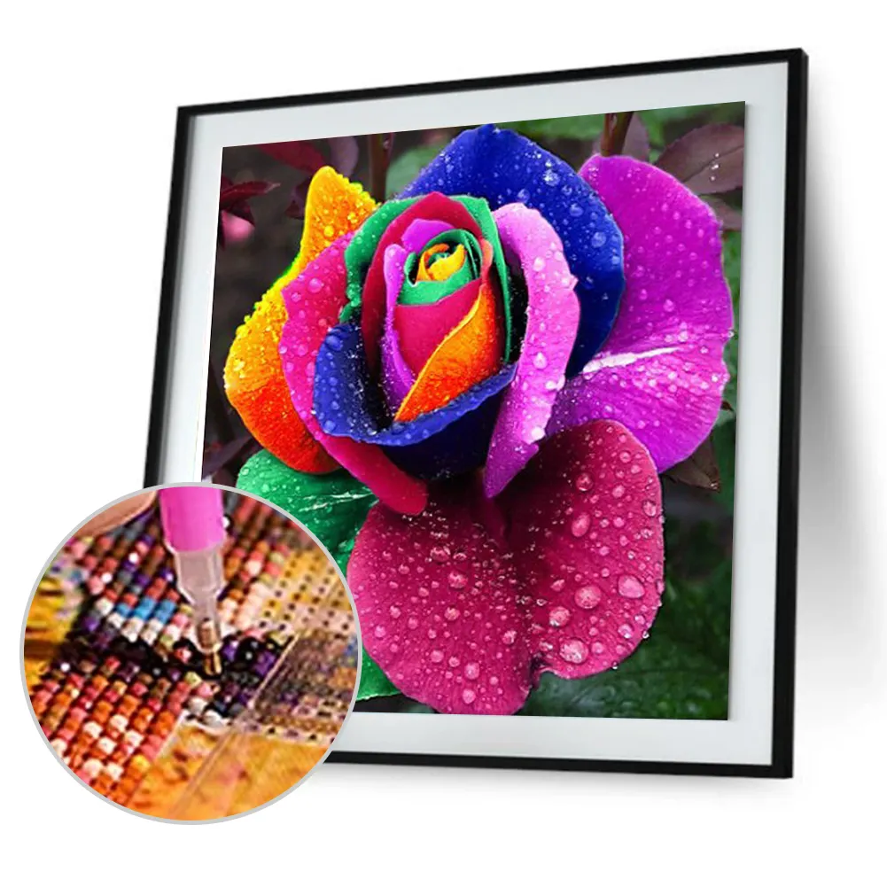 Colorful Flower 30*30CM(Canvas) Partial Round Drill Diamond Painting