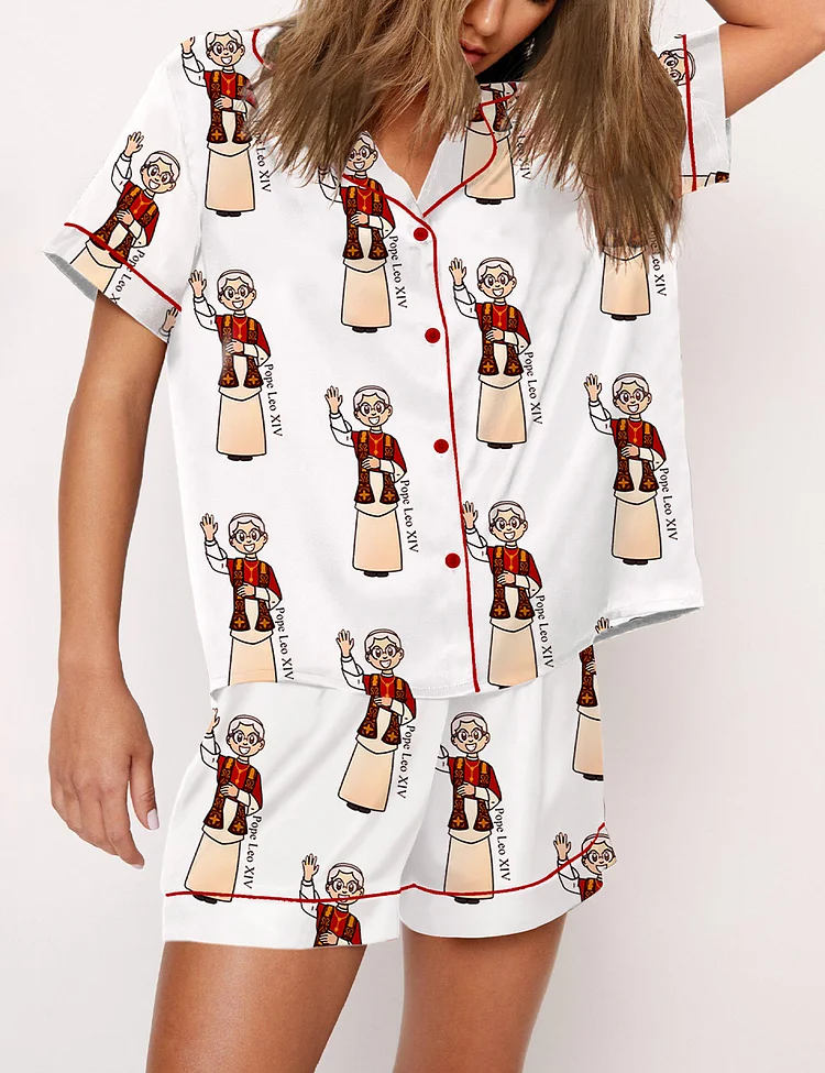 Women's Pope Leo XIV First American Pope Print Pajama Set