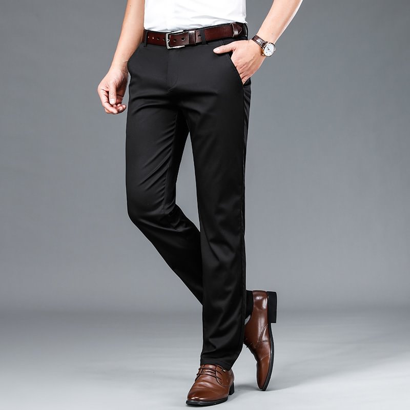 Pantalon de costume en soie décontractés pour hommes-Soieplus