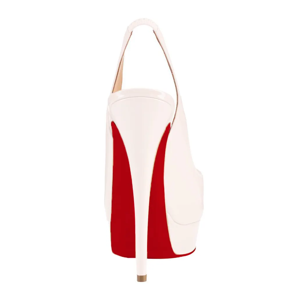 150mm Slingback Sandals Red Soles Platforms Sky High Party Patent Pumps-vocosishoes