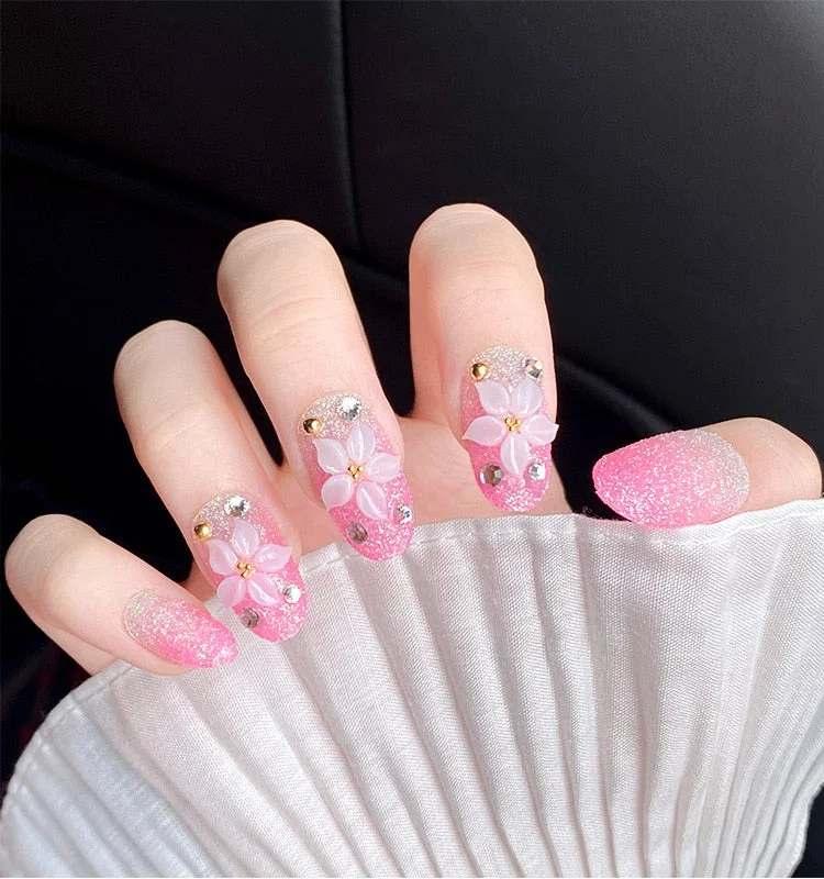 Fashion 24pc/set 10 Sizes Fake Nails Full Cover French False Nail Tips With Double-Sided Nail Adhesive Tab Press On Nails Art-Nail Inspo