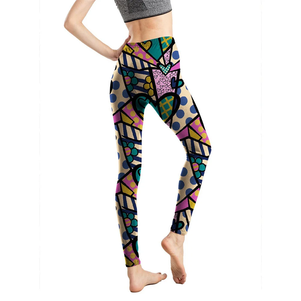 Uveng Milk Silk Printed Abstract Letter Cropped Leggings