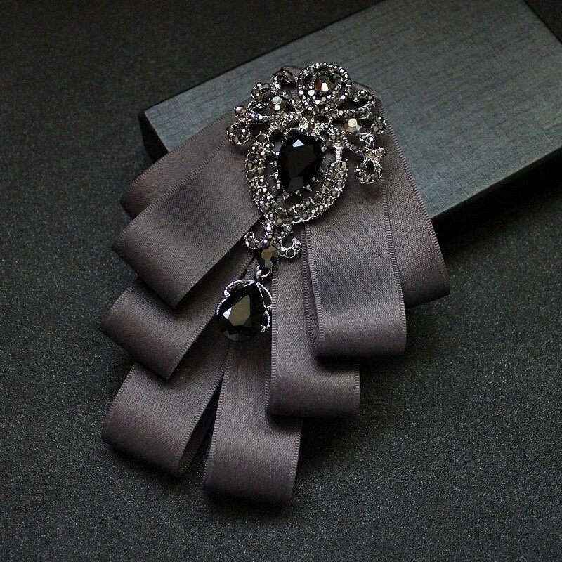 Luxury Black Rhinestone Handmade Bow Tie Men's Wedding Groomsman High-end British Boy Business Suit Shirt Bowtie Set