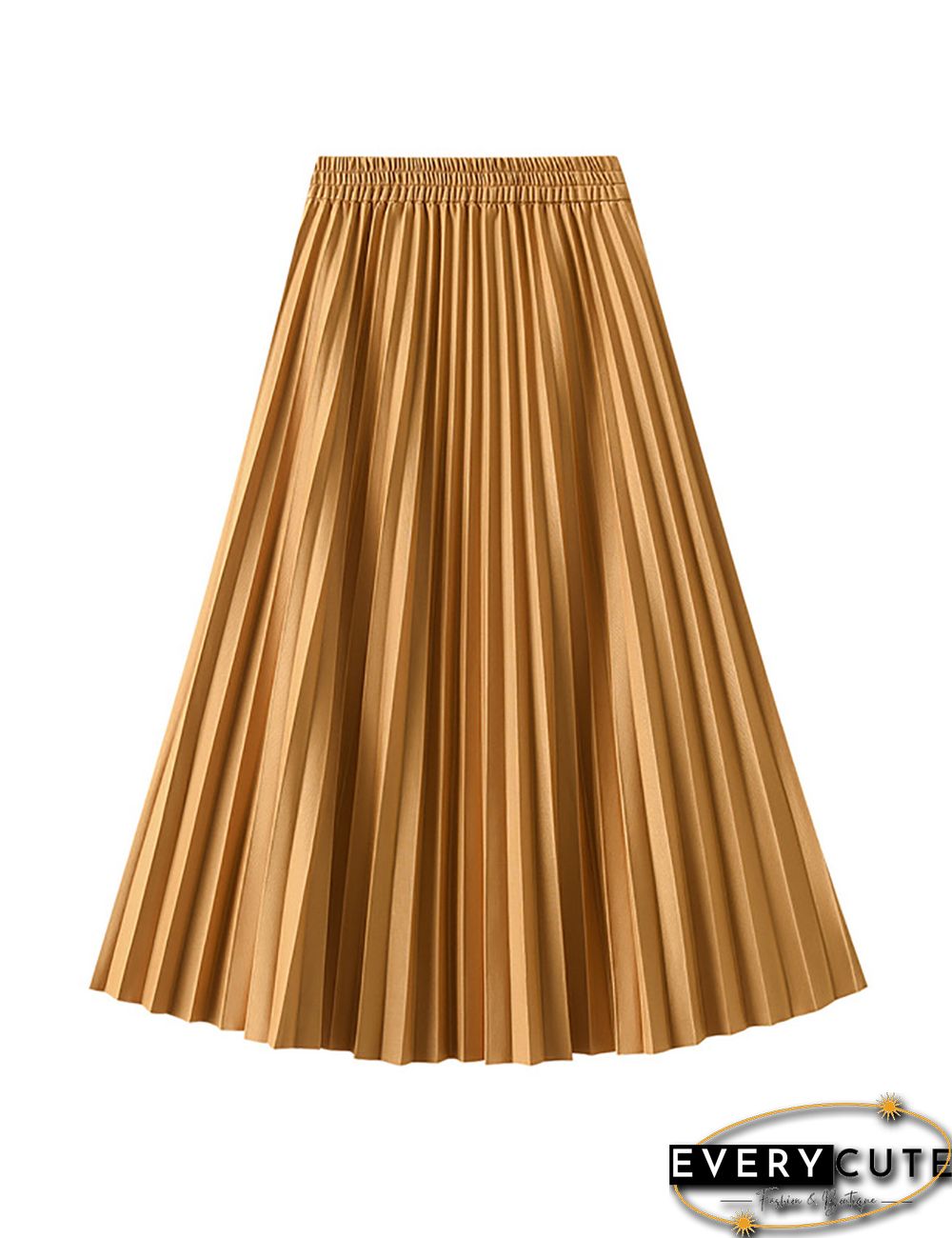 Yellow Drape Pleated High Waist A-line Maxi Skirt