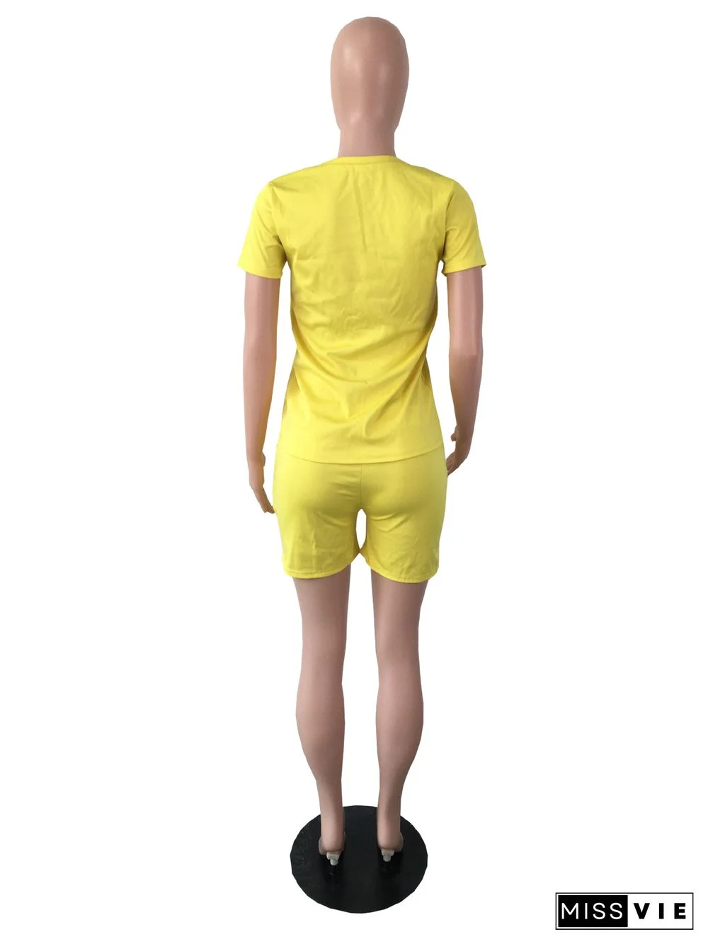 Summer Fashion New Bees Decorative Solid Color Short Sleeve T Shirt Pocket Shorts 2 Piece Set