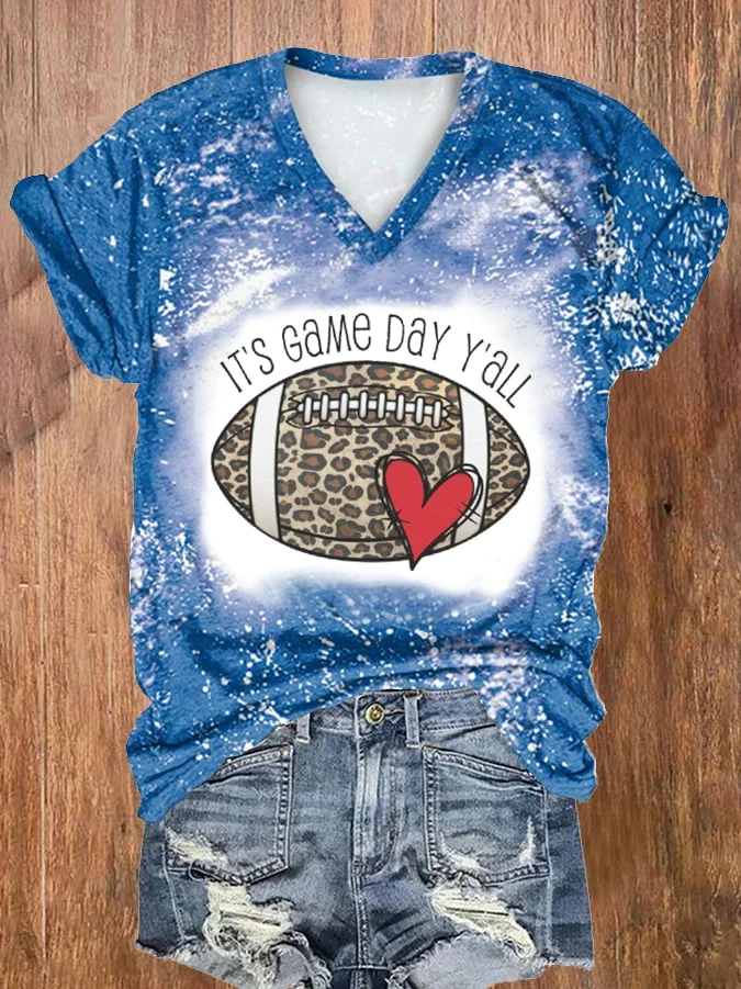 Women's Football It's Game Day Y'all Print Casual T-Shirt socialshop