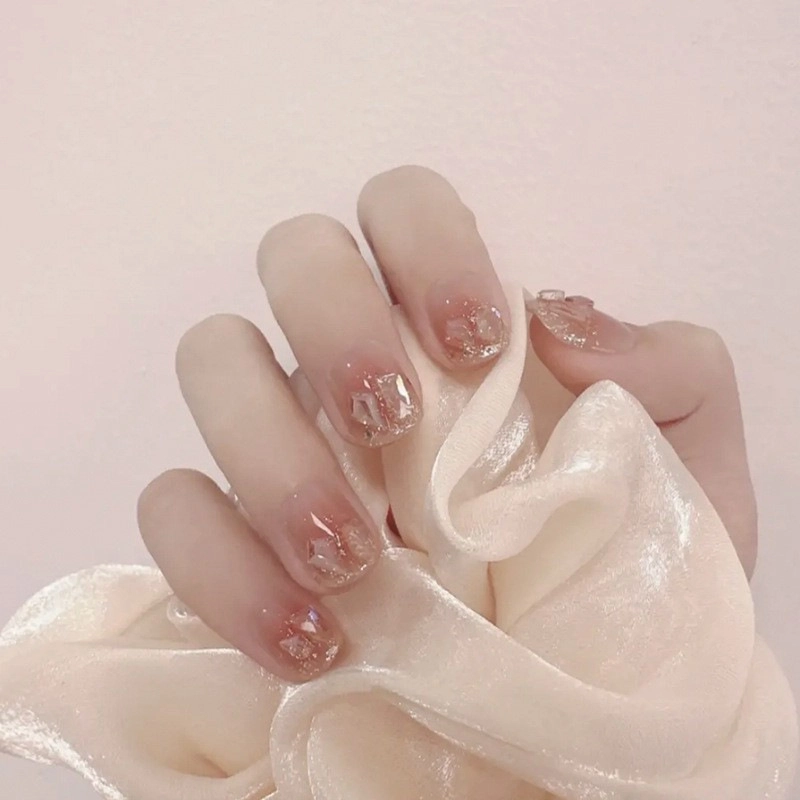 Wear Nail Beauty Nail Piece TikTok Hot Blush Gradient Butterfly Nail Sticker Finished Detachable Fake Nail