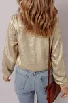 Women's Elegant Shiny Sequins Metallic Metal Color Baseball Jacket Coat