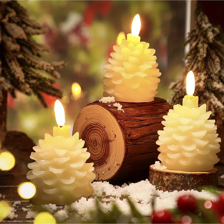 New Christmas pine cone paraffin LED bullet candle light Christmas decoration atmosphere