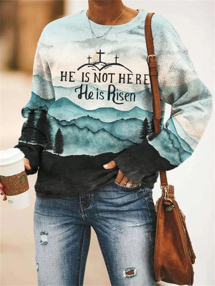 Wearshes He Is Risen Landscape Watercolor Sweatshirt