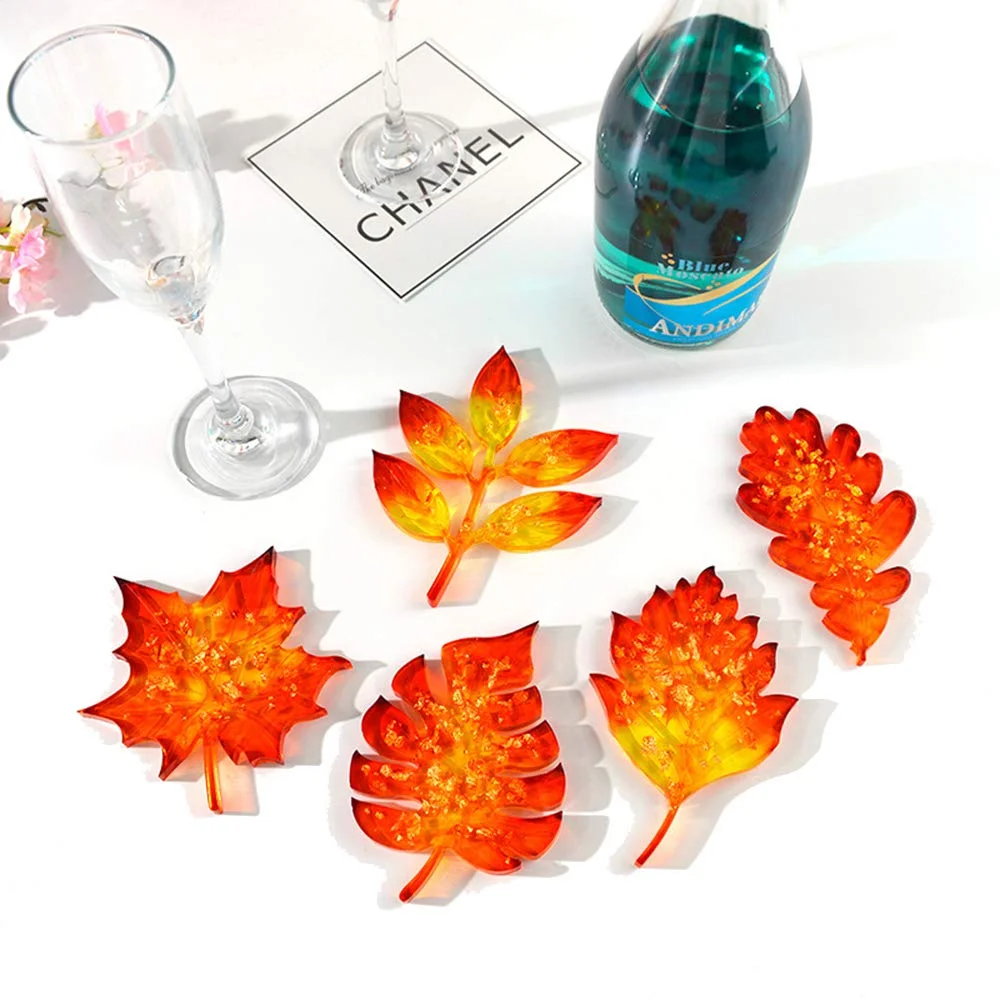 5pcs Maple Leaf Coaster Mold for Epoxy Resin Casting