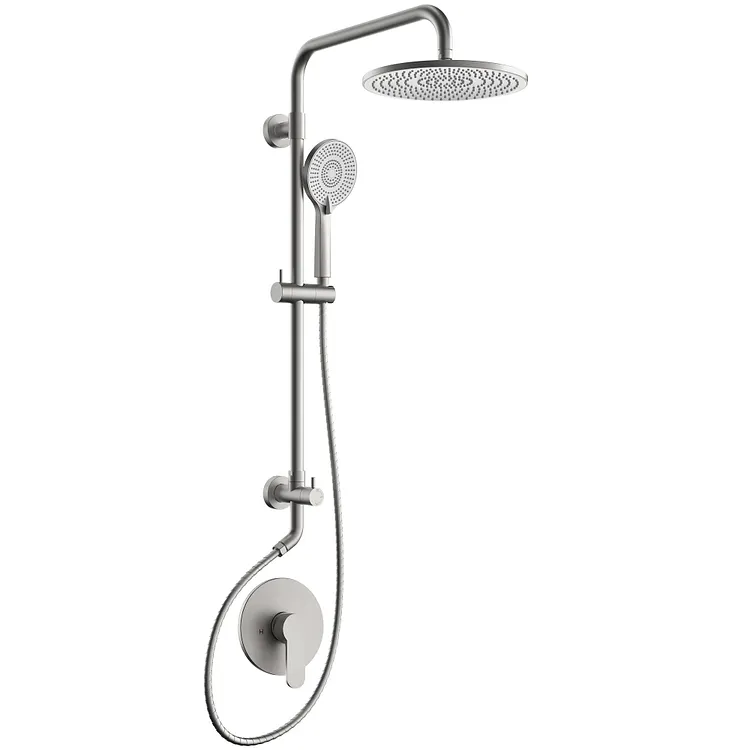EVERSTEIN 10" Rainfall Shower System with Handheld & Slide Bar in Chrome