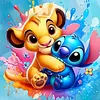 Diamond Painting -DIY Round Drill Cartoon Lions and Stitch