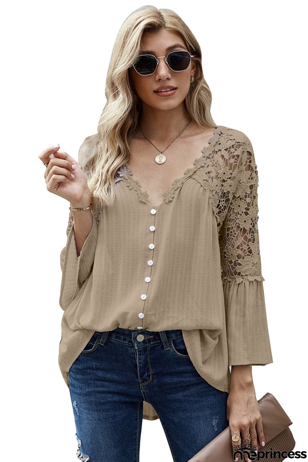 Crochet Lace Button Top