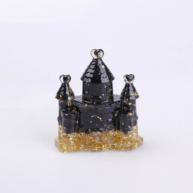 Natural Crystal Epoxy Castle Gemstone Decoration-Obsidian 