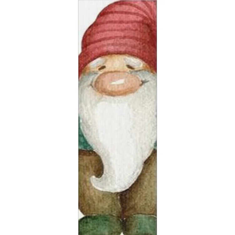 11CT Stamped Double-Sided Gnome Cross Stitch Bookmark Kit 18x6cm for Book Lovers