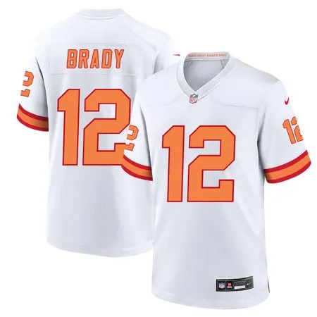 Men's '76 Tampa Bay Buccaneers #12 Tom Brady  White Player Game Jersey