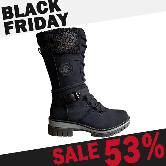 🔥Black Friday SUPER SALE🔥 Women Buckle Lace Knitted Mid-calf Boots - ELKee™ B115