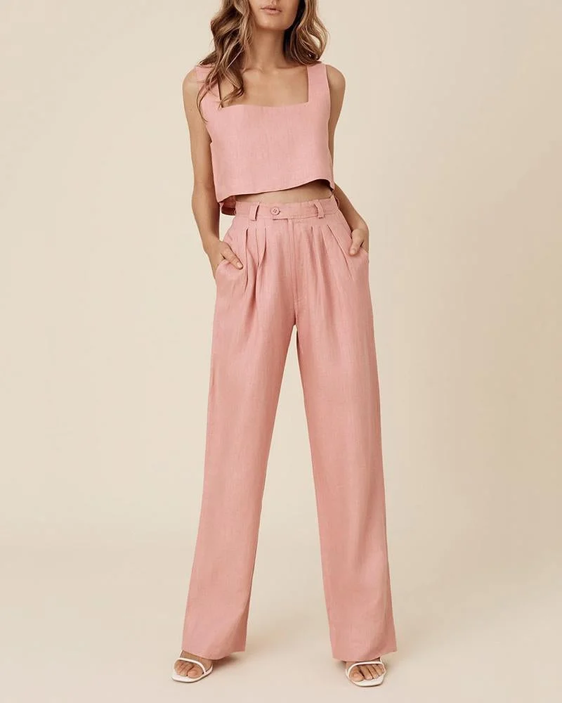 Maple Pink Linen Two-Pieces Set