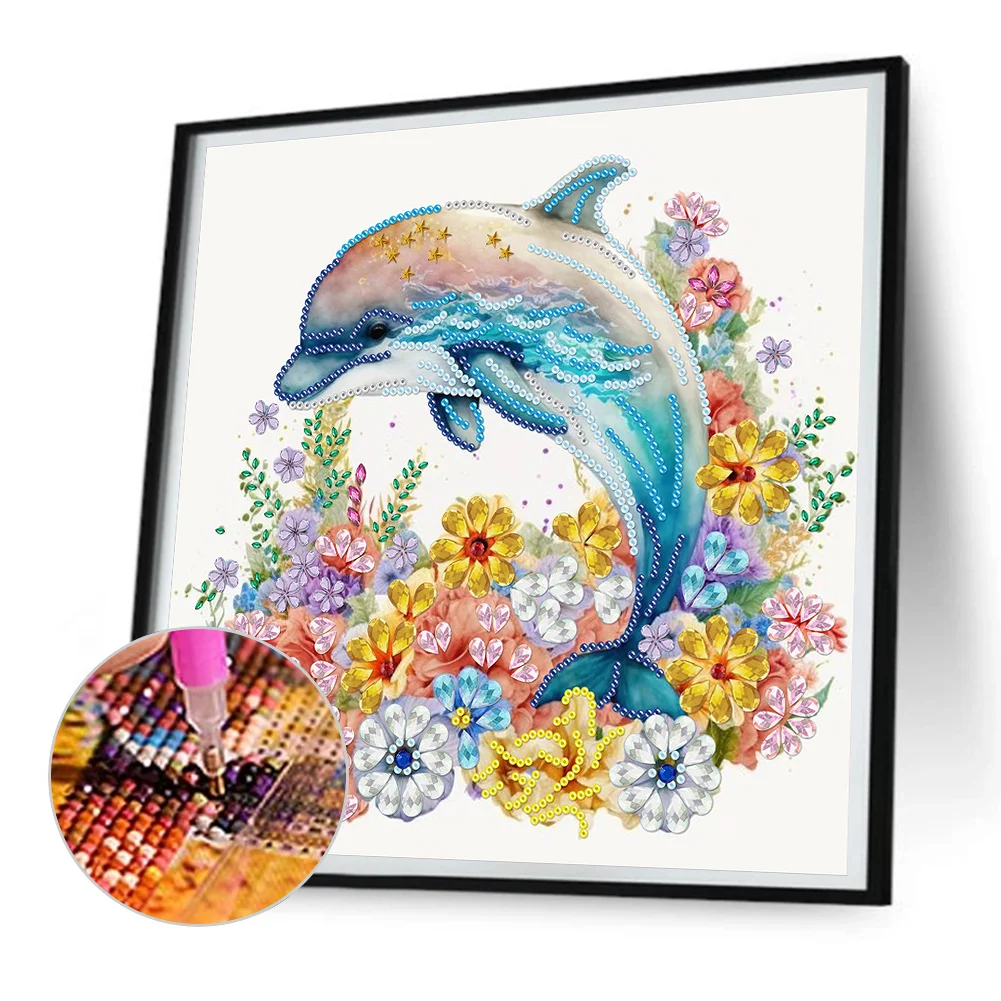 Diamond Painting - Partial Special Shaped Drill - Dolphin(Canvas|30*30cm)
