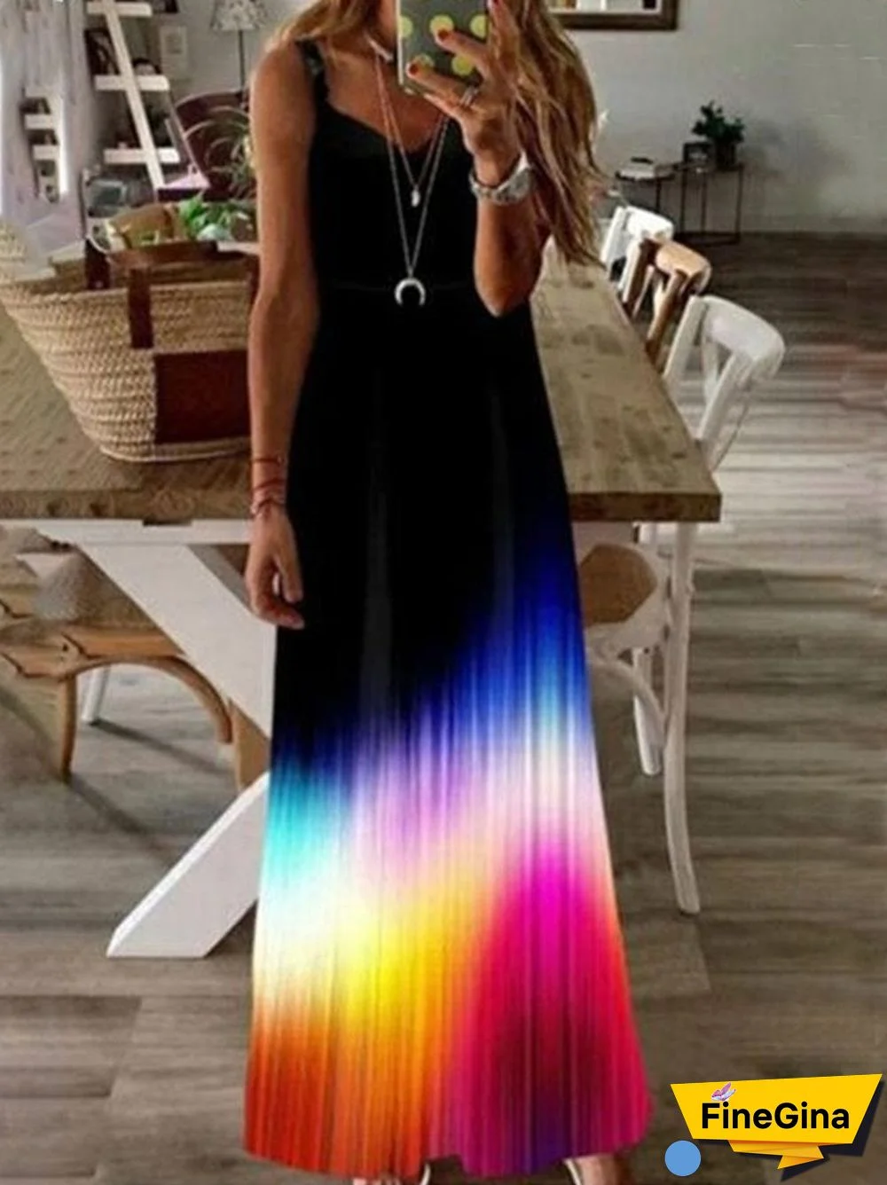 Plus Size Holiday Boho Vintage Hippie V Neck Holiday A-Line Dresses Black Dresses