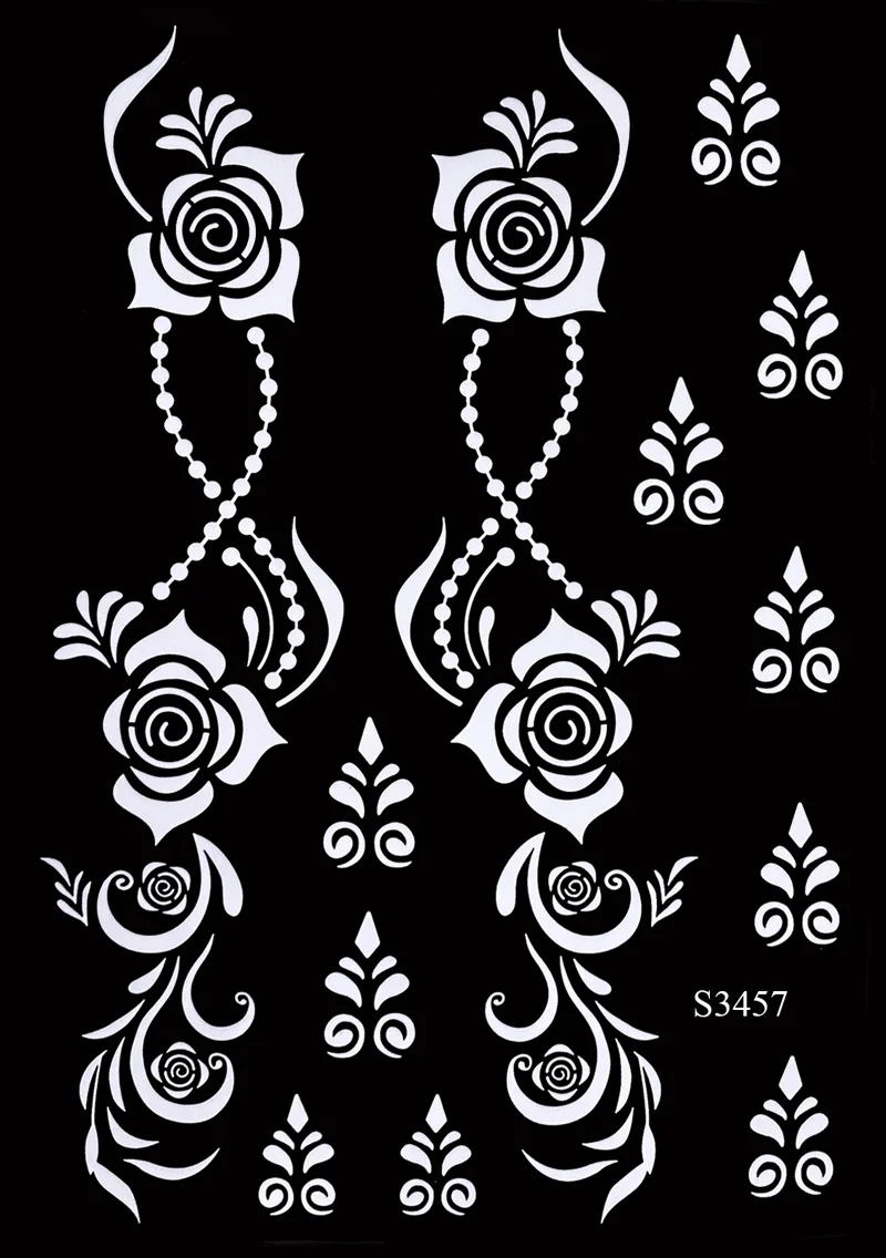 Sdrawing Tattoo Stencils Reusable Painting Stencil for Hand Body Art Flower Temporary Tattoo Template Sleeve Wedding Bride Beauty