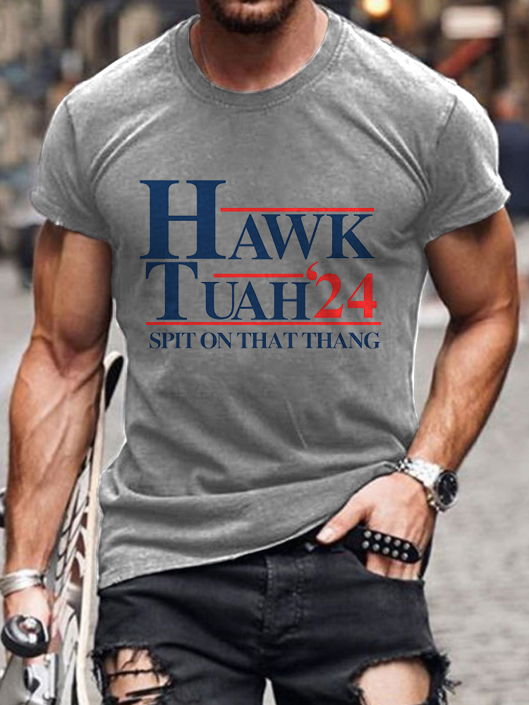 Comstylish Men's Hawk Tuah Spit On That Thang Print T-Shirt