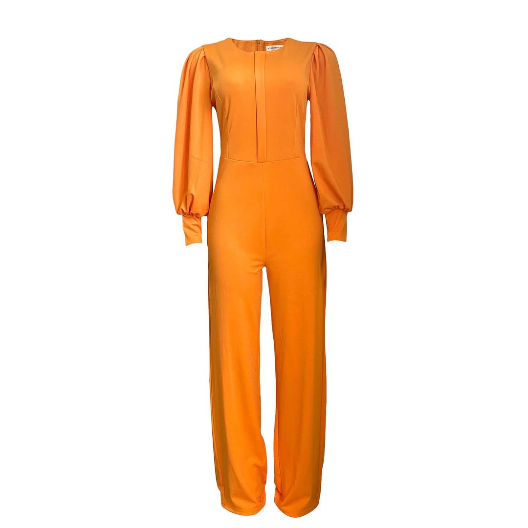 Temperament Commute High Waist Solid Color African Jumpsuit Mom Bottoms