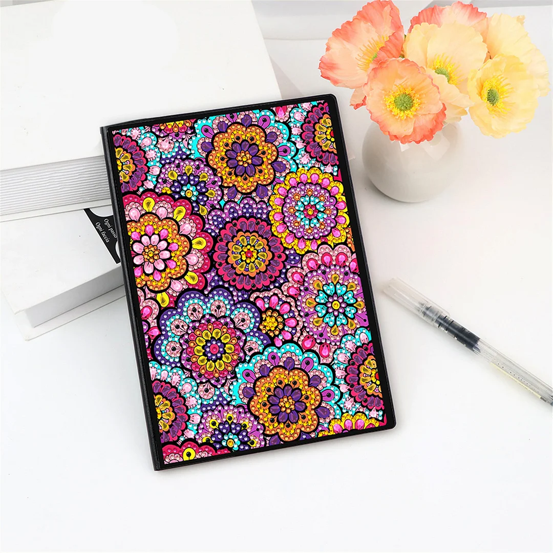 DIY Flower Diamond Painting Journals Notebooks 50 Pages A5 No Lines Special Shaped Diamond Art Kits for Beginners Craft Lovers and Artists (Mandala Pattern)