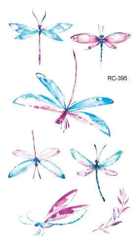 52 Kinds Watercolor Animals Fake Tattoos Temporary Cat Flamingo Wolf Whale Fox Butterfly Waterproof Tatto Stickers Small Size