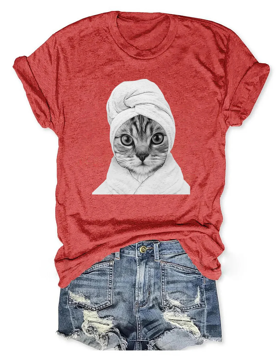 Funny Cat In Bathrobe Portrait T-shirt