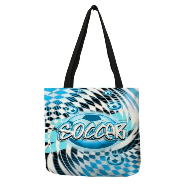 Linen Eco-friendly Tote Bag -  Football Soccer