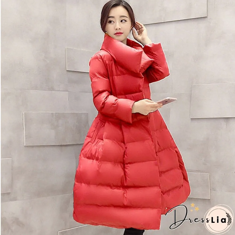 New Women Winter Down Jackets Warm Long Slim Coat And Jacket Female Big Swing Women Snow Outwear