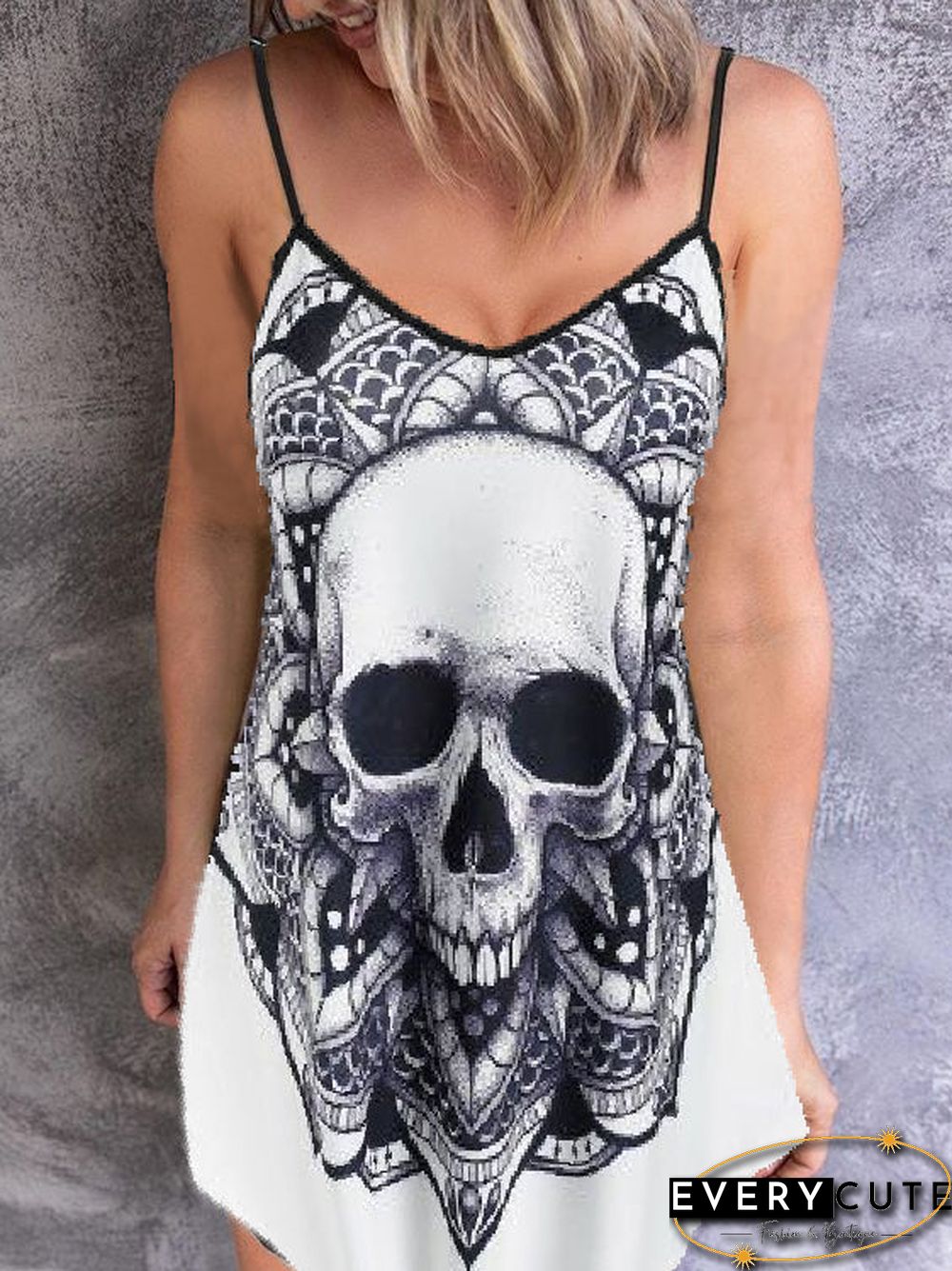 Gothic Casual Print Tank Dress