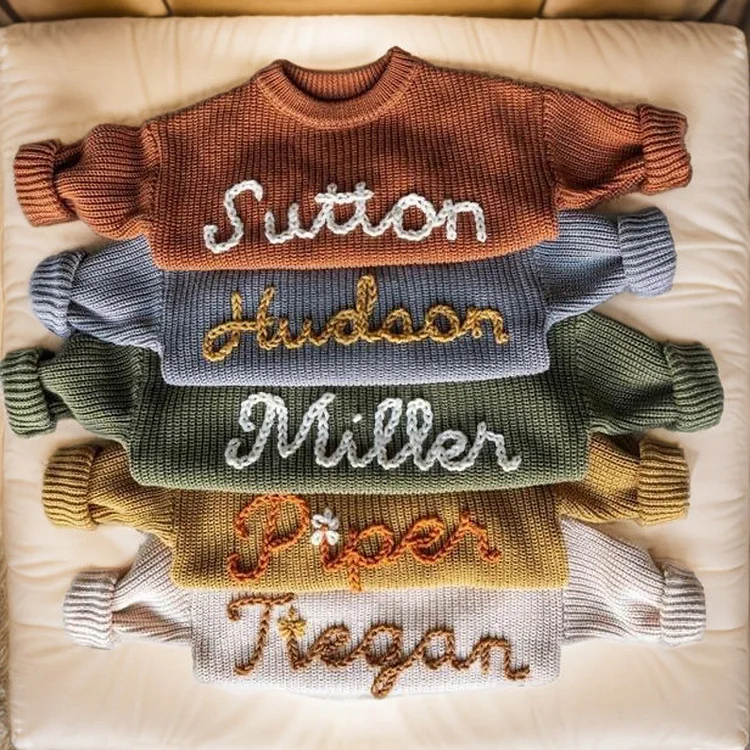 MATCHING Father & offers Child Sweaters with Custom Hand Embroidered Name