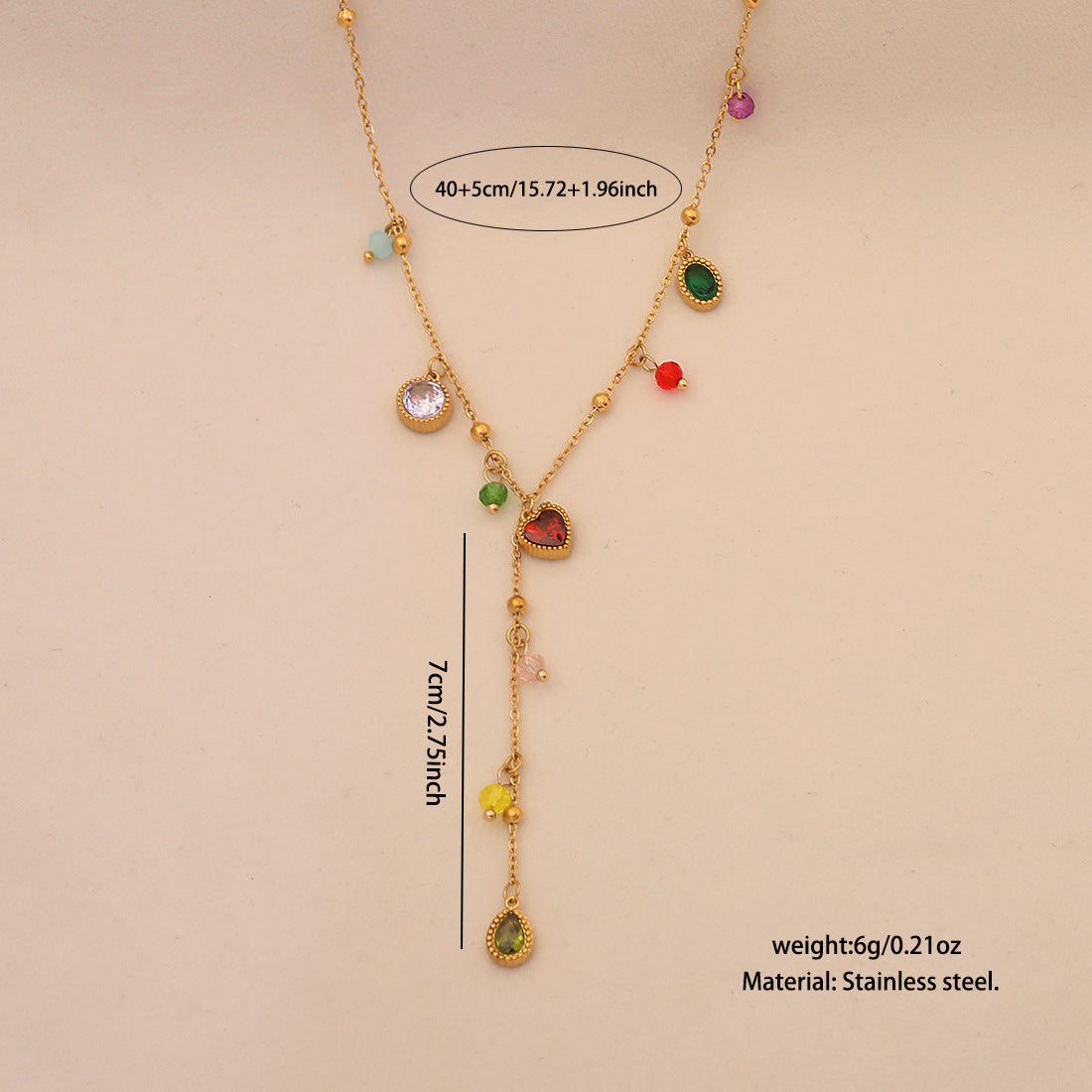 Cute Cherry Necklace Fashion Crystal Love Y-Shaped Necklace Star Moon Clavicle Chain N1563