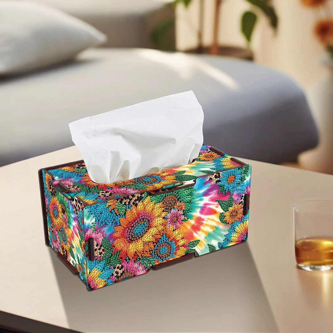 Wooden Diamond Painting Tissue Box for Home and Office Decoration (ZJH033)