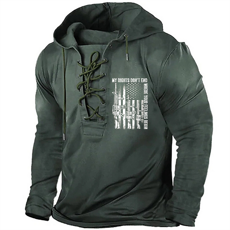 My Rights Don't End Where Your Feelings Begin Usa Flag Gun Retro Hoodie