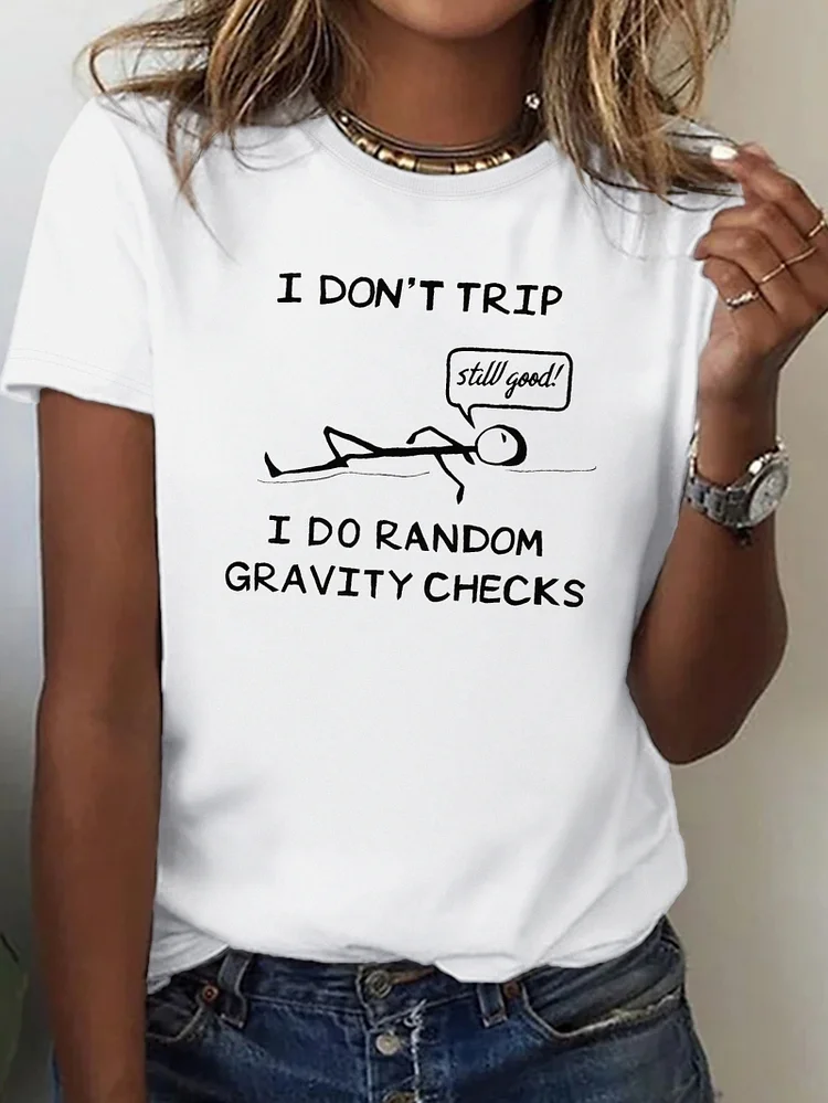 Print Women Crew Neck T Shirt - Casual And Trendy Graphic Tee For Spring Summer