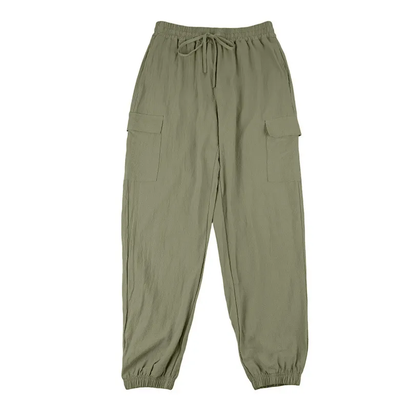 2026 American Style Linen Long Pants Men’s Summer Casual Loose Multi-Pocket Trousers