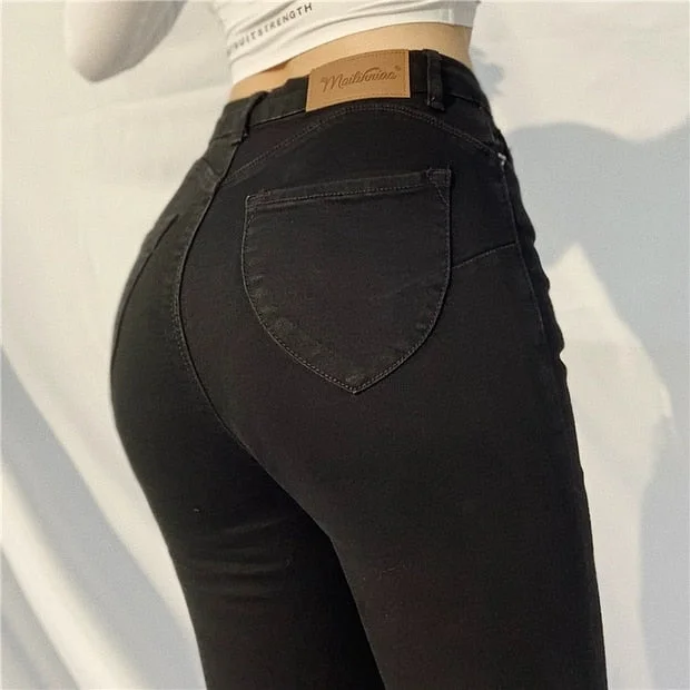 European And American Plus Elastic Jeans Woman High Waist Sexy Peach Hip Gray Woman Pants Streetwear 2000s Aesthetic
