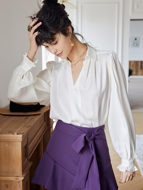 Silk Blouse Spring White Temperament Style