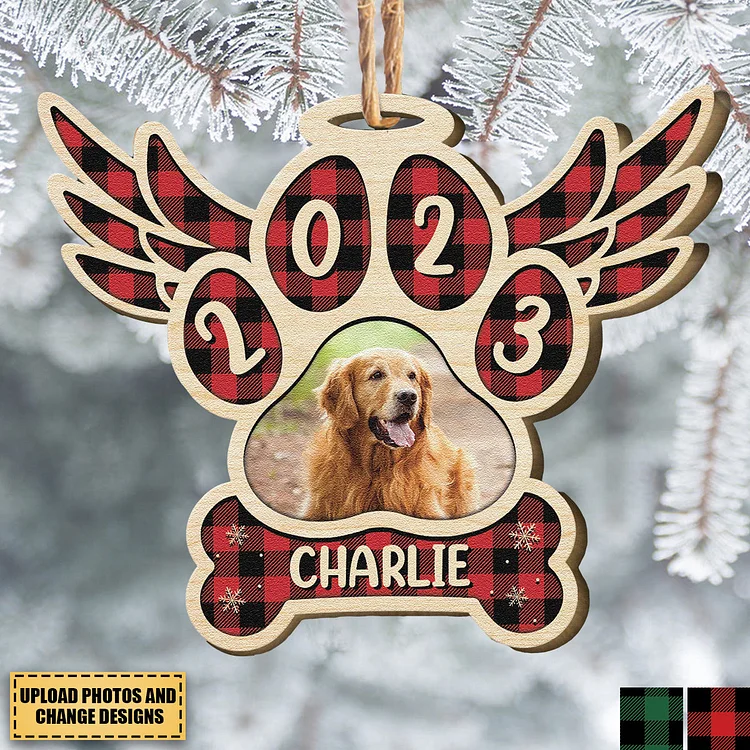 🔥kukelife🔥(Photo Inserted) Dog Christmas - Personalized Custom Shaped Wooden Ornament