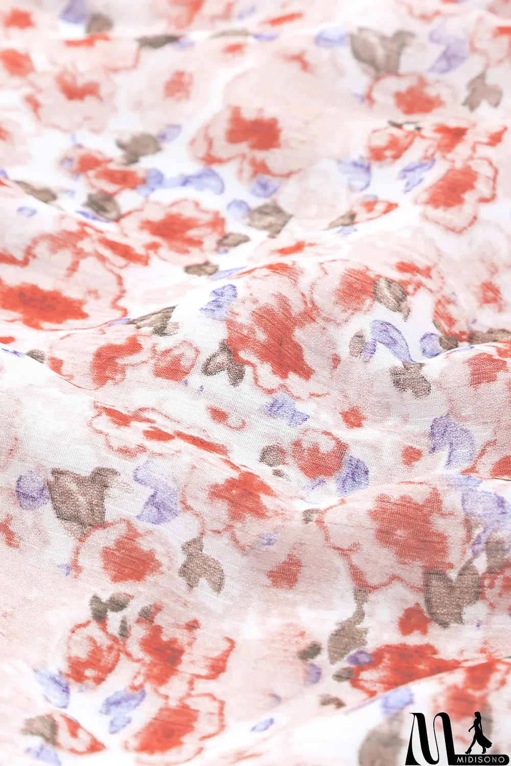 MidiSono - Red Shirred High Waist Floral Mini Dress